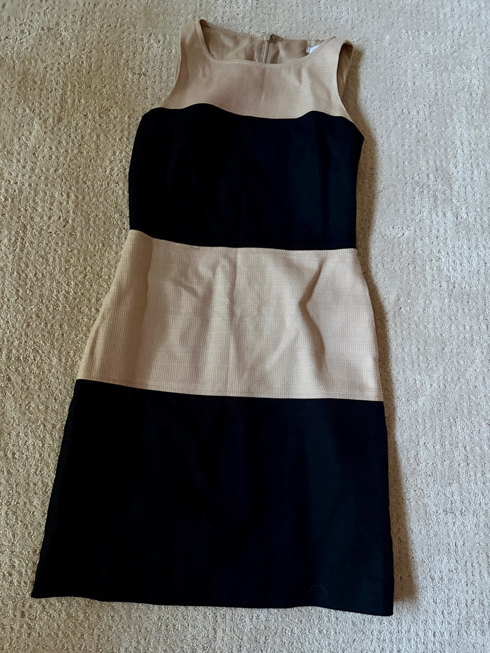 Banana Republic Black and Beige Sleeveless Colorblock Midi‎ Dress